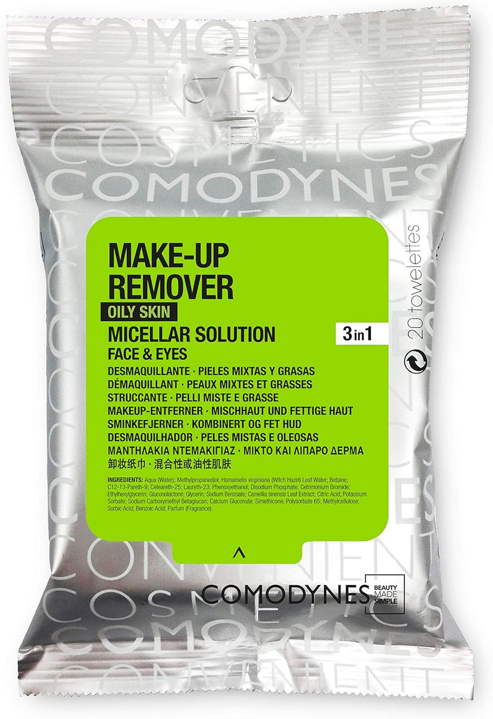 Comodynes Makeup Removers Towelettes For Face & Eyes - Oily Skin - 3 Pack!!