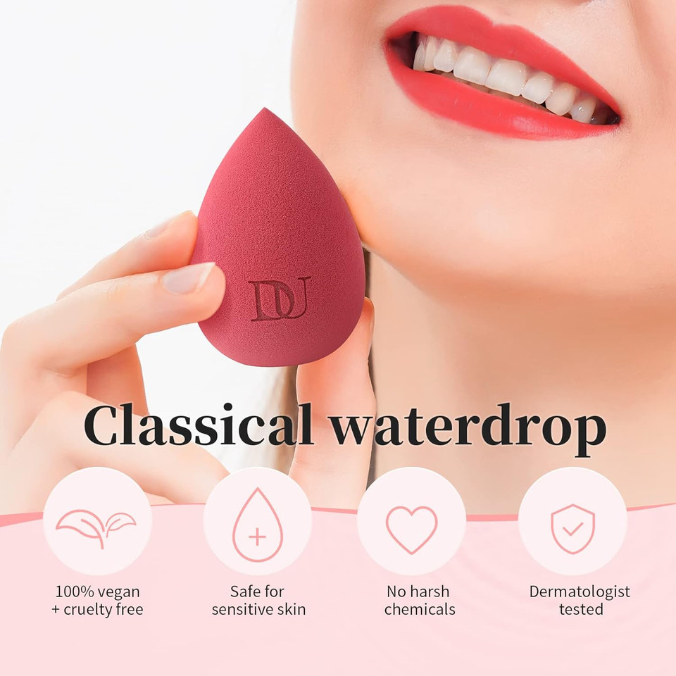 DUcare Makeup Blender Sponge for blending liquid Foundations, Powders and Creams. Flawless, Professional Streak Free Application Blend, Vegan, Cruelty FreeSponge