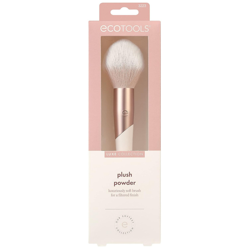 EcoTools Luxe Plush Powder Makeup Brush for Blush & Bronzer, Works Best With Powder Makeup, Luxurious and Glamorous, Eco-Friendly Premium Makeup Brush, Synthetic Bristles, Pink, 1 Count