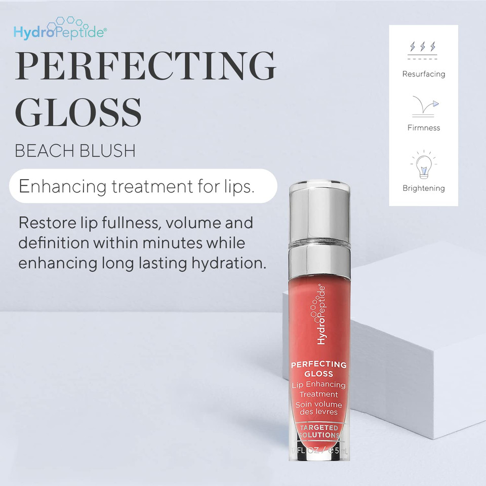Hydropeptide Perfecting Gloss Lip Enhancing Treatment, Long-Lasting Volume And Hydration, (Beach Blush), 0.17 Ouncebeach Blush