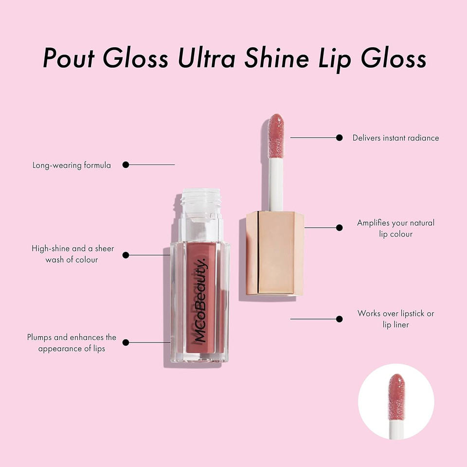 Mcobeauty Pout Gloss Ultra Shine Lip Gloss - Non-Sticky, High-Shine Look And Feel - Luxurious, Long-Wearing Lip-Plumping Gloss - Amplifies Your Natural Lip Color - Lullaby - 0.2 Ozlullaby