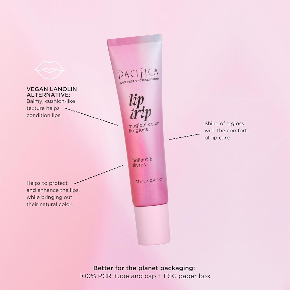 Pacifica Beauty, Lip Trip Magical Color Ph Lip Gloss, Changes Based On Skin'S Natural Ph, Your Perfect Shade, Jelly Lip Balm, Fragrance-Free, Vegan, Cruelty-Free