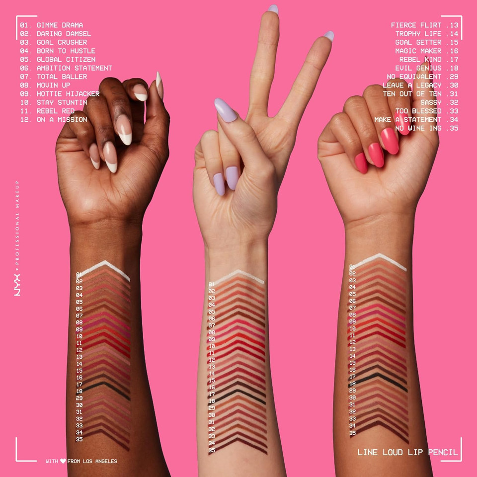 Nyx Professional Makeup Line Loud Lip Liner, Longwear And Pigmented Lip Pencil With Jojoba Oil & Vitamin E - Ambition Statement (Warm Peach Brown)06 Ambition Statement