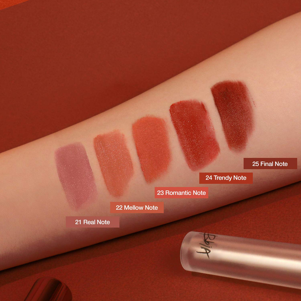 Bbia Last Velvet Lip Tint Note Series 5P Bundle Set (#21~25)  Soft & Creamy Matte Finish, Long Lasting Lip Stain, High-Pigmentation Korean Lip Makeup, Lightweight Blur Tint