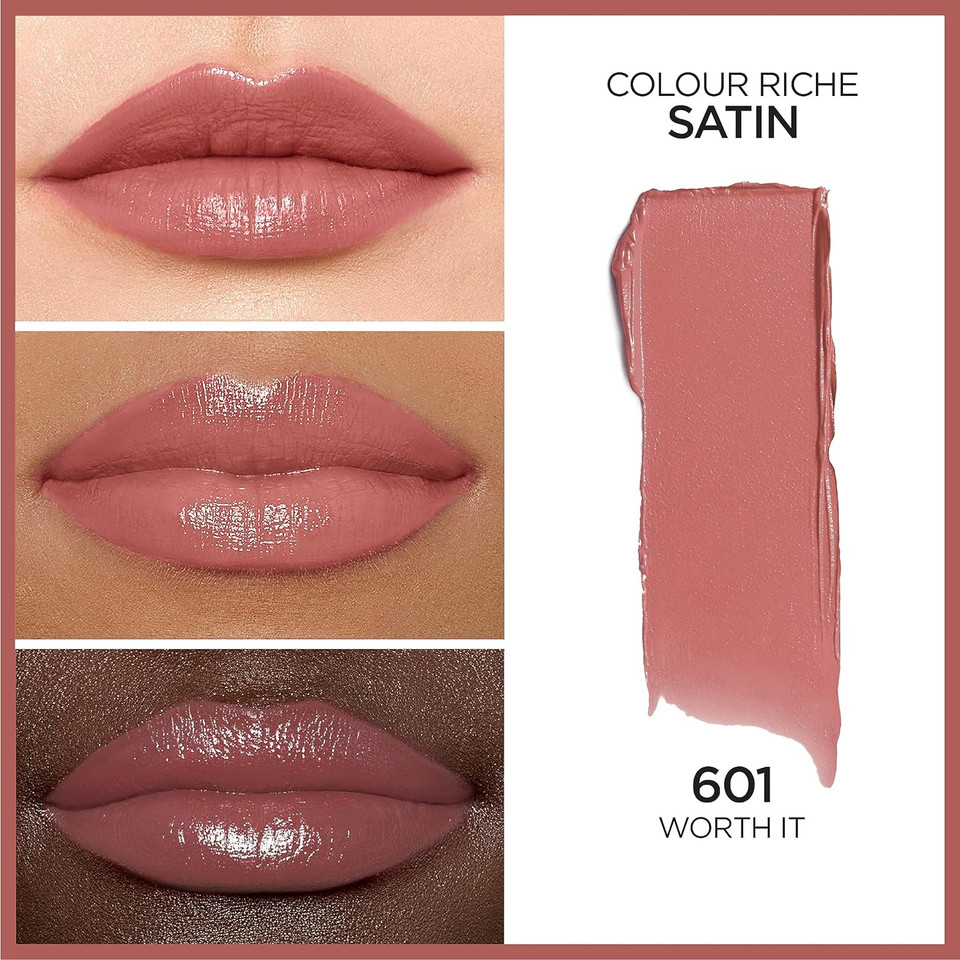 Lã¢ÂOrã£Â©Al Paris Colour Riche Satin Lipstick For Moisturized Lips,Lip Makeup With Argan Oil And Vitamin E,Worth It,0.13 Ozworth It1 Count (Pack Of 1)