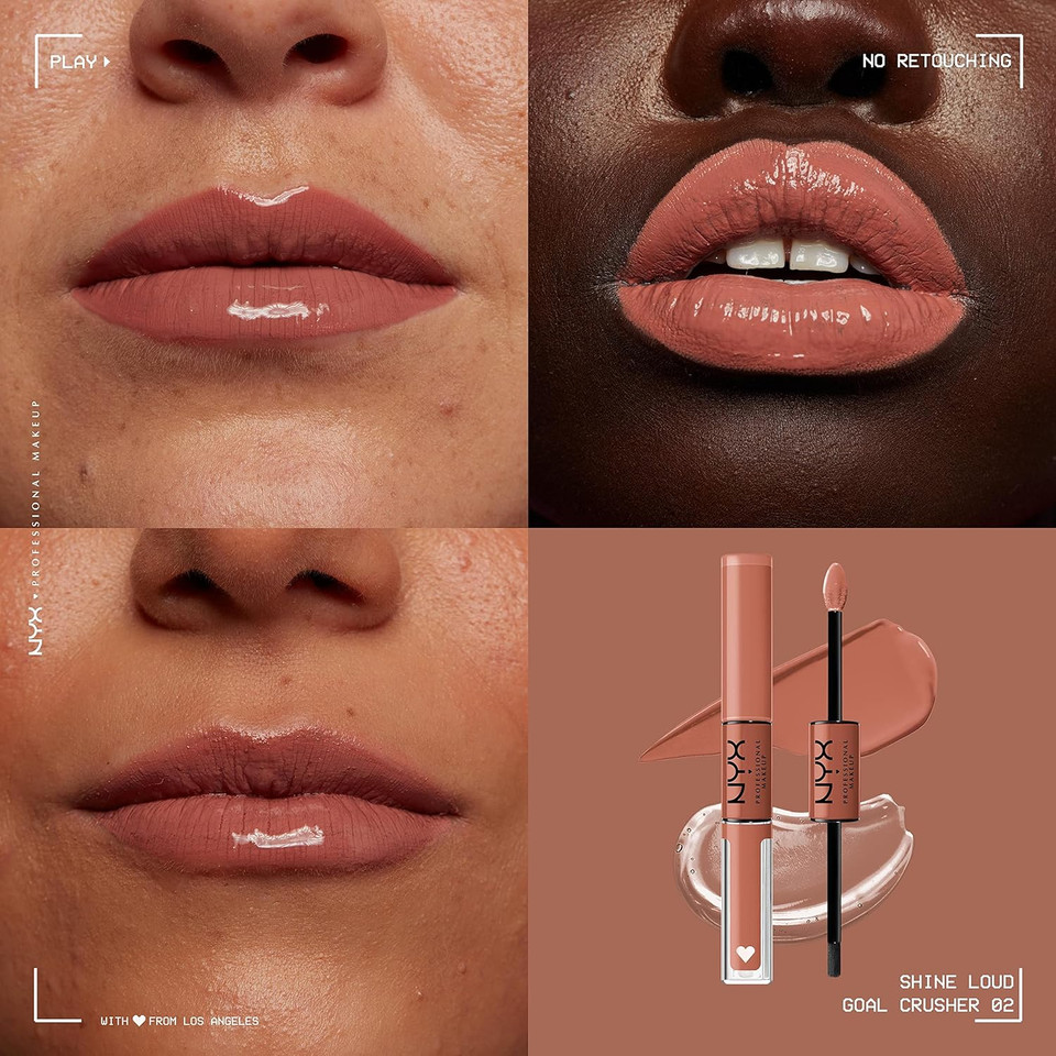 Nyx Professional Makeup Shine Loud, Long-Lasting Liquid Lipstick With Clear Lip Gloss - Goal Crusher (Mid-Tone Beige)02 Goal Crusher