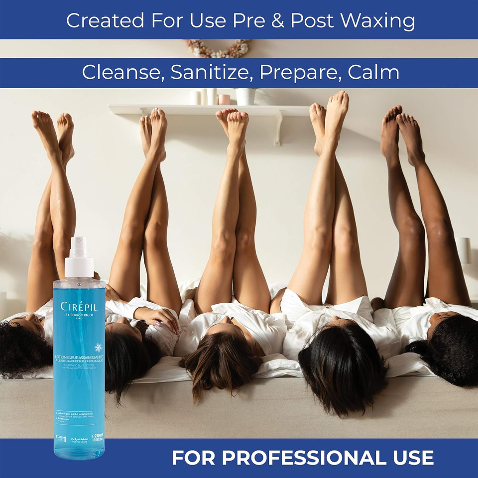 Cirepil - Pre & Post - Purifying Blue Lotion - 250Ml / 8.45 Fl Oz - Cleanses And Prepares The Skin - Pre-Waxing & Post-Waxing