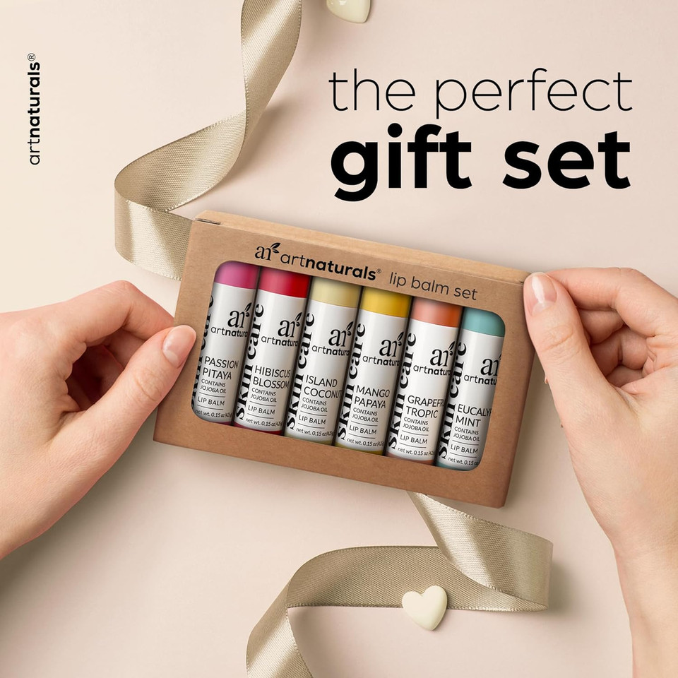 Artnaturals Natural Organic Lip Balm Beeswax - (6 X .15 Oz / 4.25G) - Gift Set Of Assorted Flavors - Chapstick For Dry, Chapped & Cracked Lips - Lip Repair With Aloe Vera, Coconut, Castor & Jojoba Oil