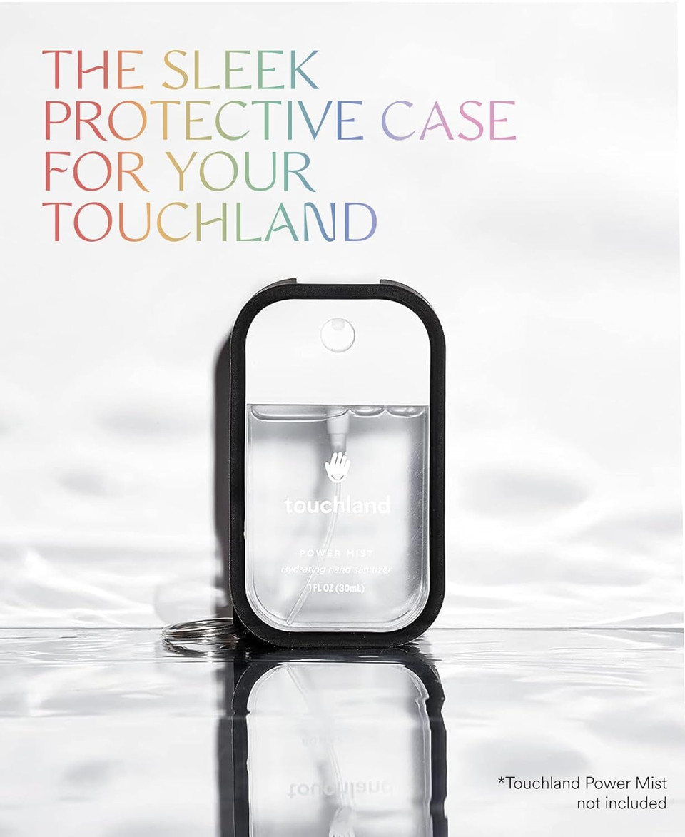 Touchland Mist Case for Power Mist and Glow Mist (1FL OZ), Protective and Stylish Sanitizer Accessory, Silicone Case with Keyring, BlackBlack