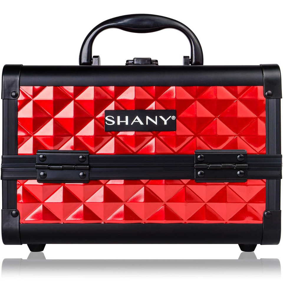 Shany Chic Makeup Train Case Cosmetic Box Portable Makeup Case Cosmetics Beauty Organizer Jewelry Storage With Locks, Multi Trays Makeup Storage Box With Makeup Mirror - Ruby Redruby Red