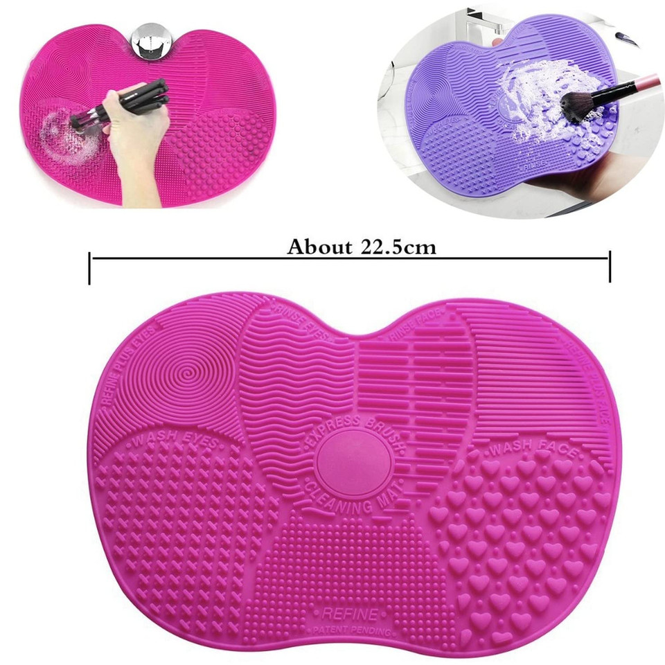 Silicone Makeup Brush Cleaner Make Up Washing Brush Washing Cosmetic Foundation Makeup Brush Cleaner Pad Scrubber Board Tool (Pink(15.5X12 Cm))Pink(15.5X12 Cm)