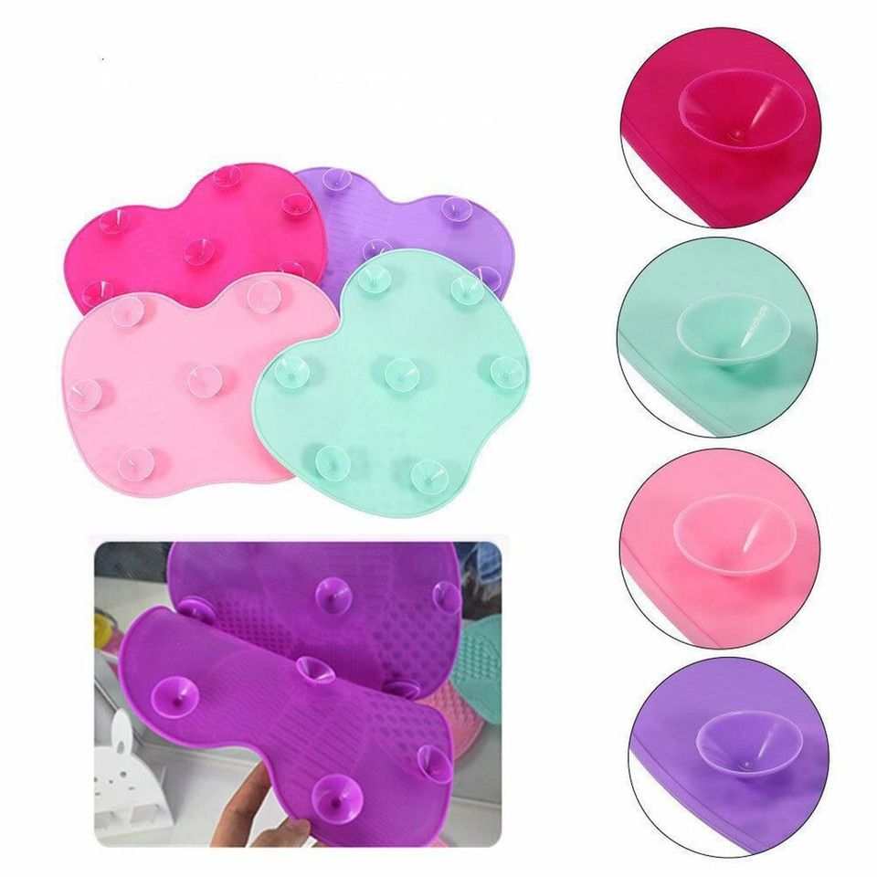 Silicone Makeup Brush Cleaner Make Up Washing Brush Washing Cosmetic Foundation Makeup Brush Cleaner Pad Scrubber Board Tool (Pink(15.5X12 Cm))Pink(15.5X12 Cm)
