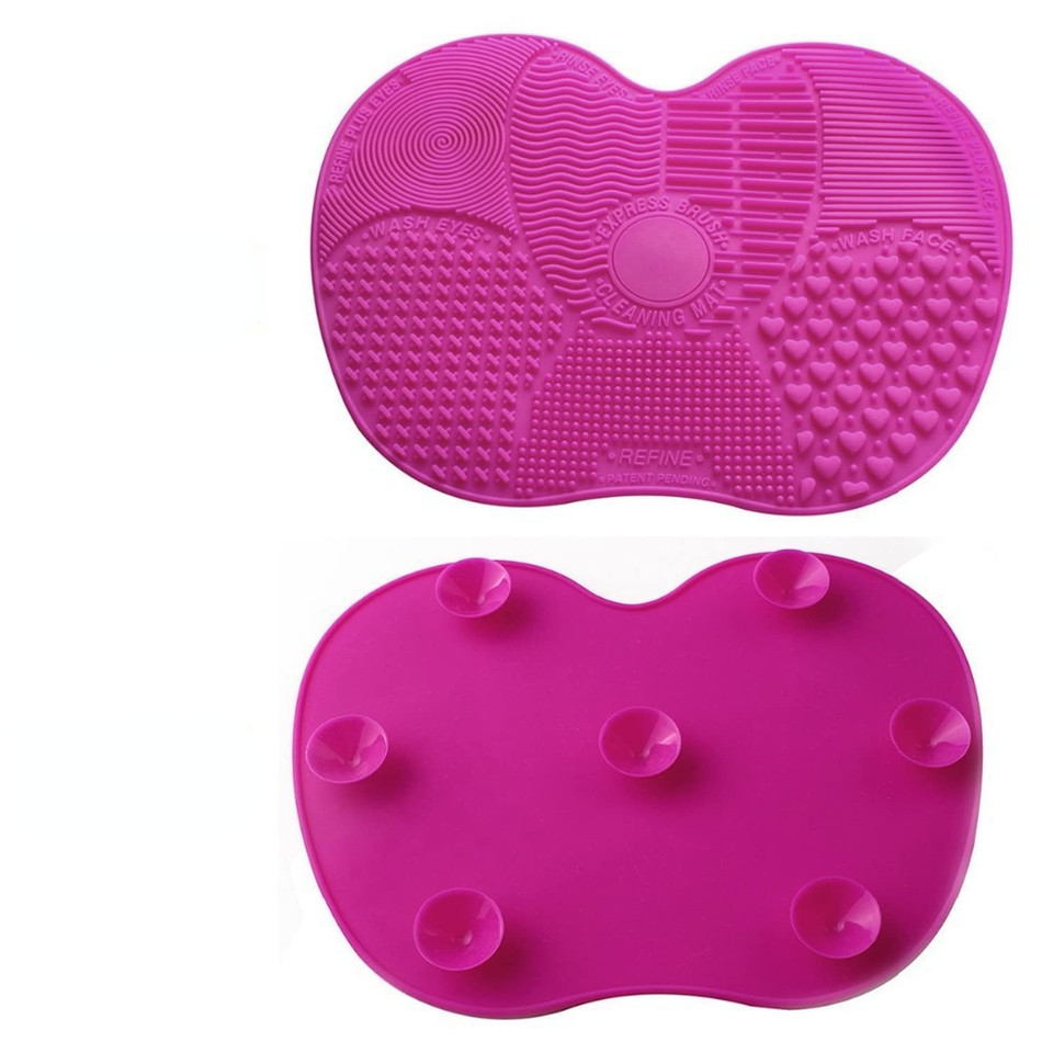 Silicone Makeup Brush Cleaner Make Up Washing Brush Washing Cosmetic Foundation Makeup Brush Cleaner Pad Scrubber Board Tool (Pink(15.5X12 Cm))Pink(15.5X12 Cm)