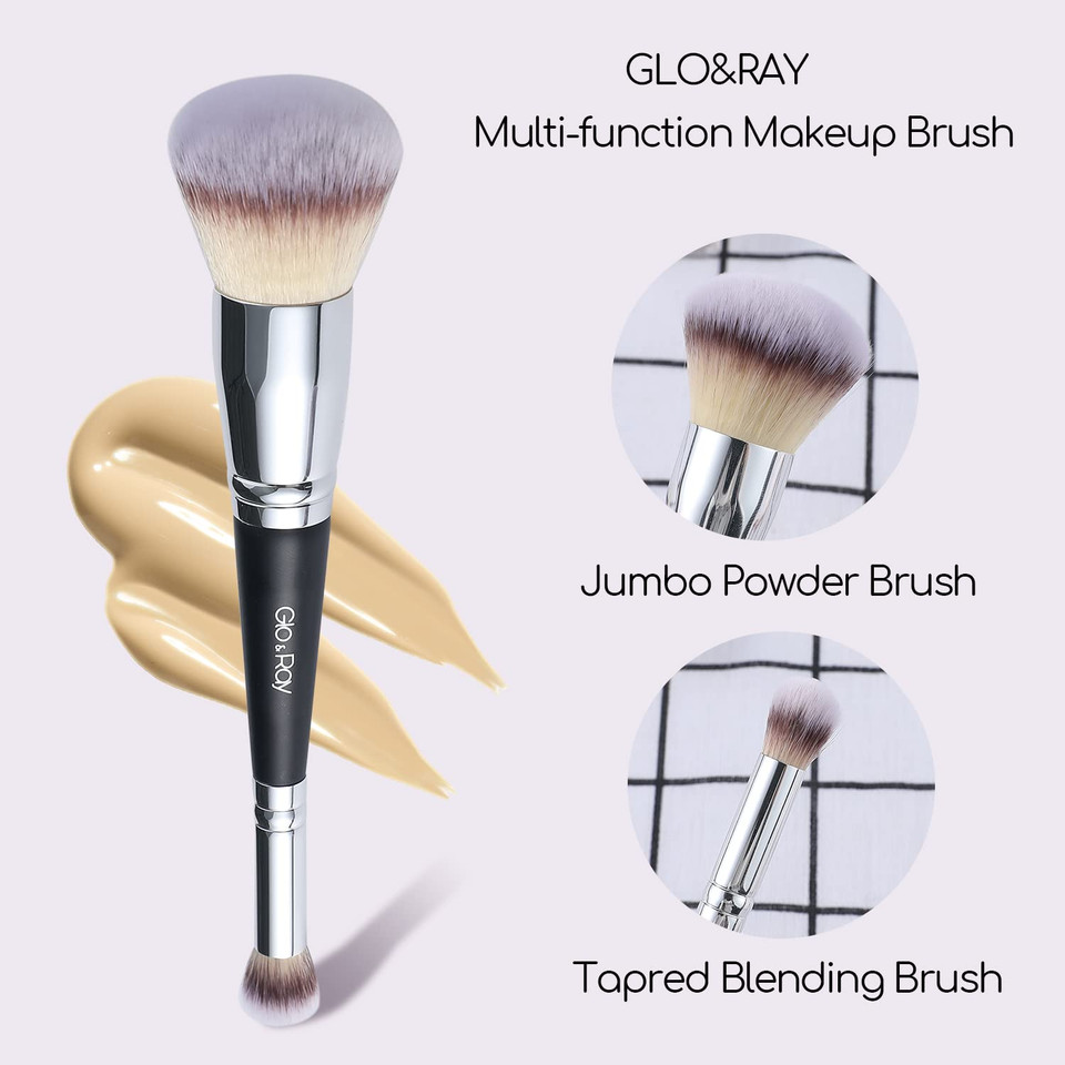 Gloray Dual Sided Makeup Brushes Set Professional Foundation & Concealer Brush In One Makeup Sponges For Liquid Cream Powder Blusher Blending Fluffy Soft Bristles Large Face Makeup Brush