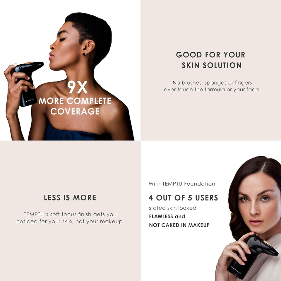 Temptu Air Airbrush Starter Kit: Cordless Professional At-Home Airbrush Makeup Travel-Friendly Anti-Aging, Long-Wear, Buildable Foundation For Healthy Skin In Rainbow And Pinkcolor : 10C Caramel