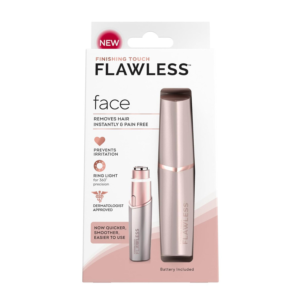Finishing Touch Flawless Facial Hair Remover For Women, Rose Gold Electric Face Razor With Led Light, Recyclable Packagingrose