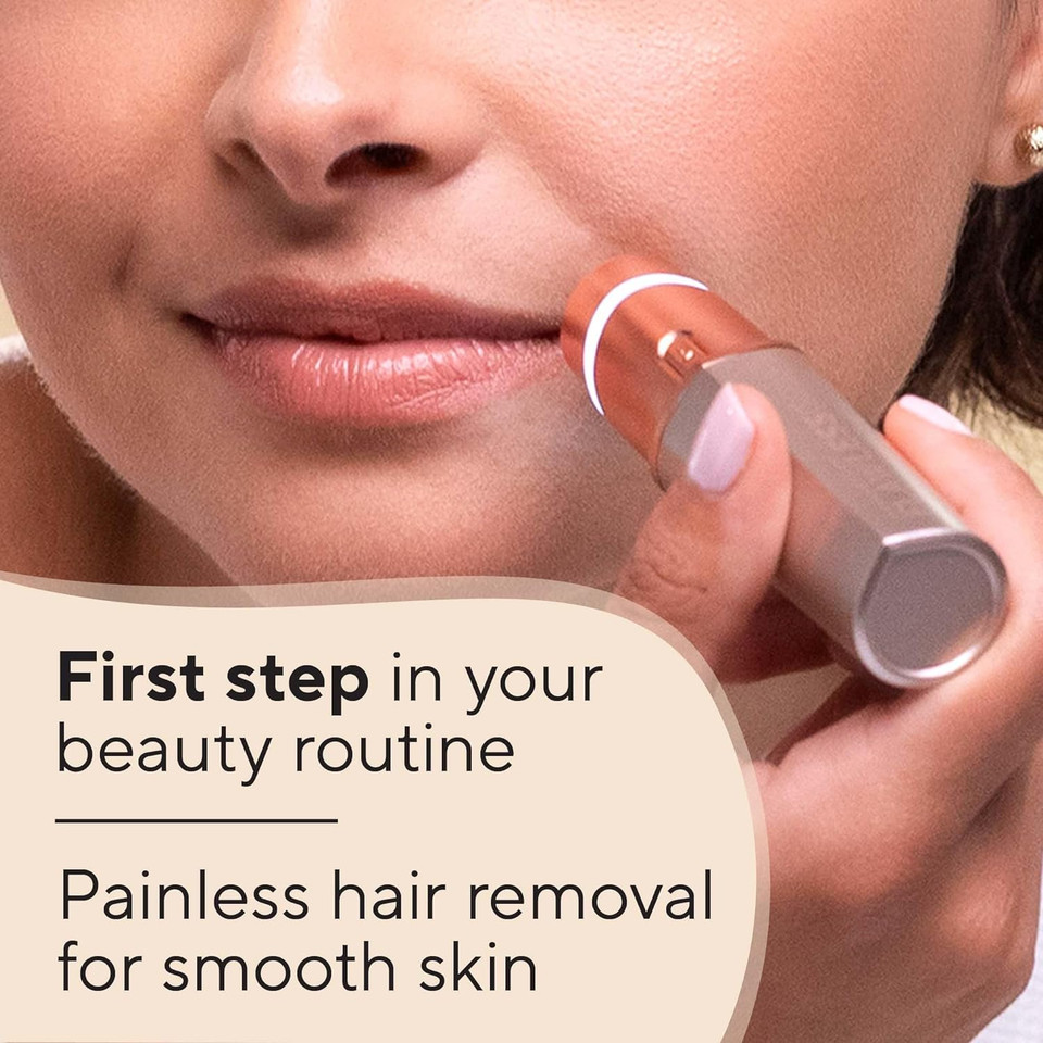 Finishing Touch Flawless Facial Hair Remover For Women, Rose Gold Electric Face Razor With Led Light, Recyclable Packagingrose