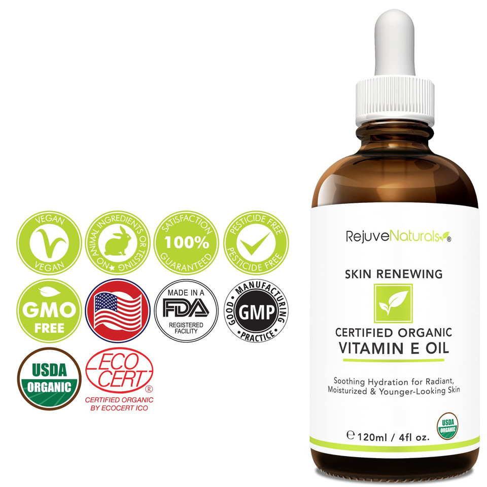 Vitamin E Oil - 100% All Natural & Usda Organic (Large 4Oz Bottle) Repair Dry, Damaged Skin From Surgery & Acne, Age Spots & Wrinkles. For Radiant, Hydrated & Youthful Skin. Face & Body Moisturizer Vitamin E Oil - 100% All Natural & Usda Organic (Large 4Oz Bottle) Repair Dry, Damaged Skin From Surgery & Acne, Age Spots & Wrinkles. For Radiant, Hydrated & Youthful Skin. Face & Body Moisturizer