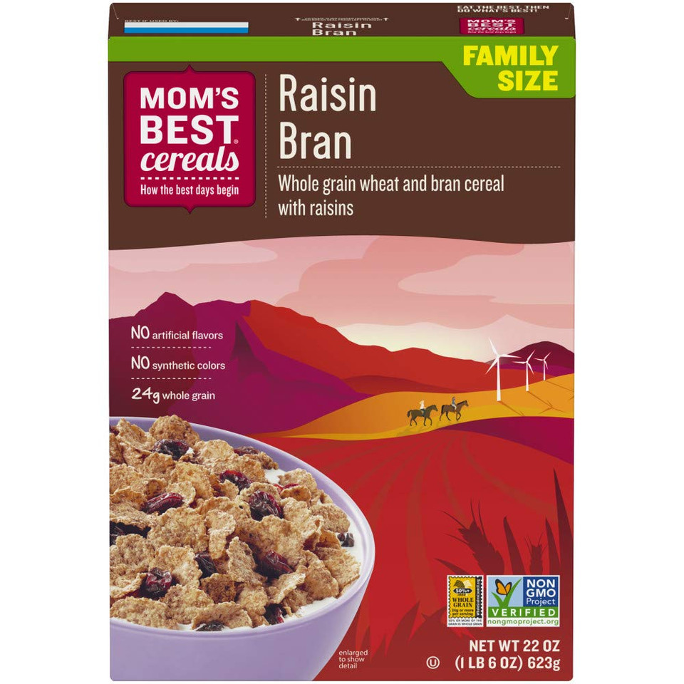 Mom'S Best Raisin Bran Cereal, Whole Grain, 22 Ounces (Pack Of 10)