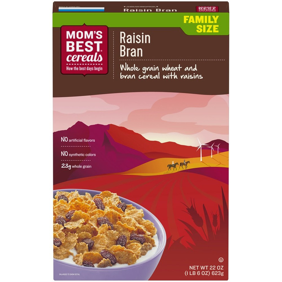 Mom'S Best Raisin Bran Cereal, Whole Grain, 22 Ounces (Pack Of 10)