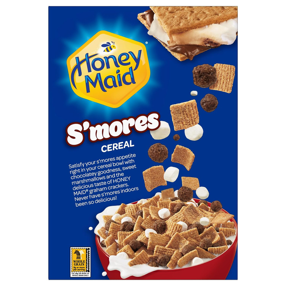 Post Honey Maid S'Mores Breakfast Cereal, Sweetened Corn And Wheat Cereal, Breakfast Snacks 12.25 Oz
