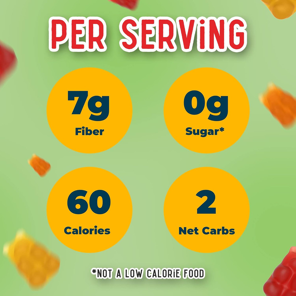 Maryruth Organics Sugar Candy, Sugar-Free Gummy Bears Snack With Electrolytes And Fiber, For Kids And Adults, Strawberry, Vegan, Gluten Free, Non-Gmo, Family Size, 240 Grams, 0.52 Pounds, 8 Pieces