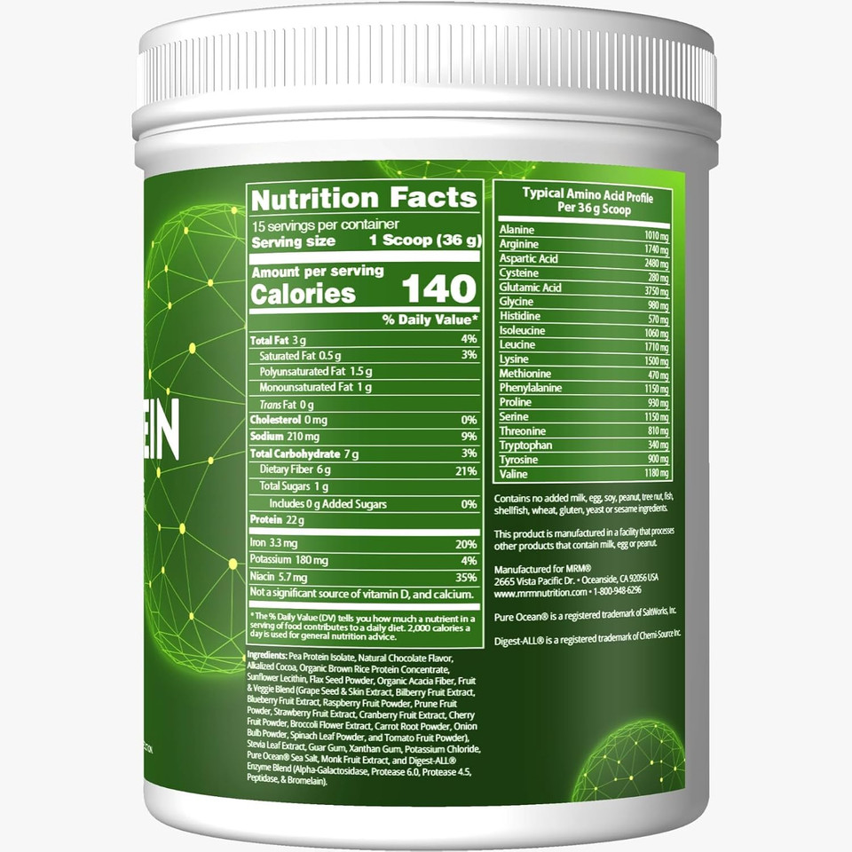 Mrm Nutrition Veggie Protein With Superfoods | Vanilla Flavored | 22G Complete Protein | Over 8.8G Essential Amino Acids | 13 Superfoods | With Omega 3S And Omega6S | Keto Friendly | 30 Servings