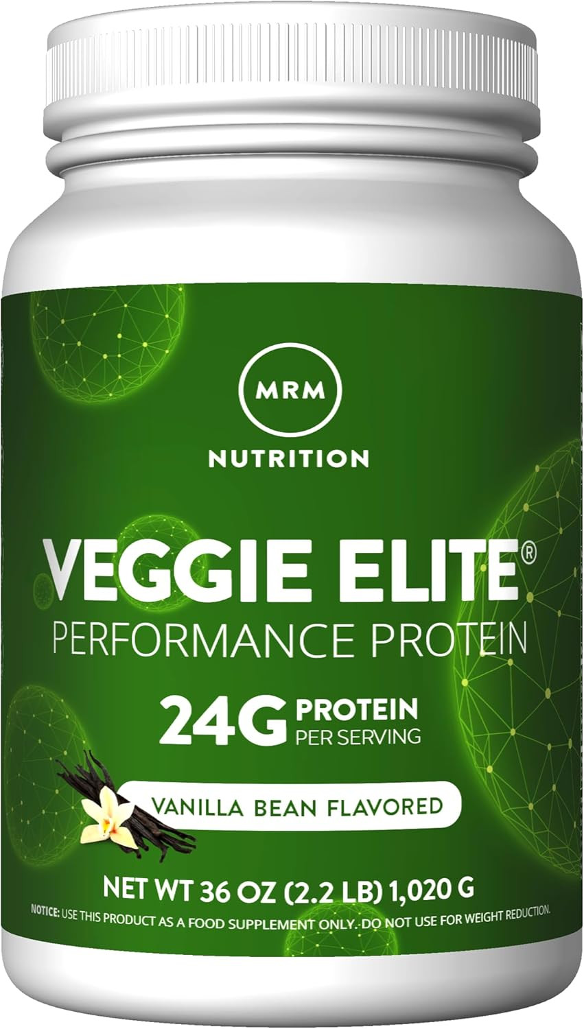 Mrm Nutrition Veggie Elite Performance Protein | Vanilla Bean Flavored| Plant-Based Protein| Easy To Digest | With Bcaas| Vegan + Gluten-Free | Clinically Tested| Digestive Enzymes | 30 Servings