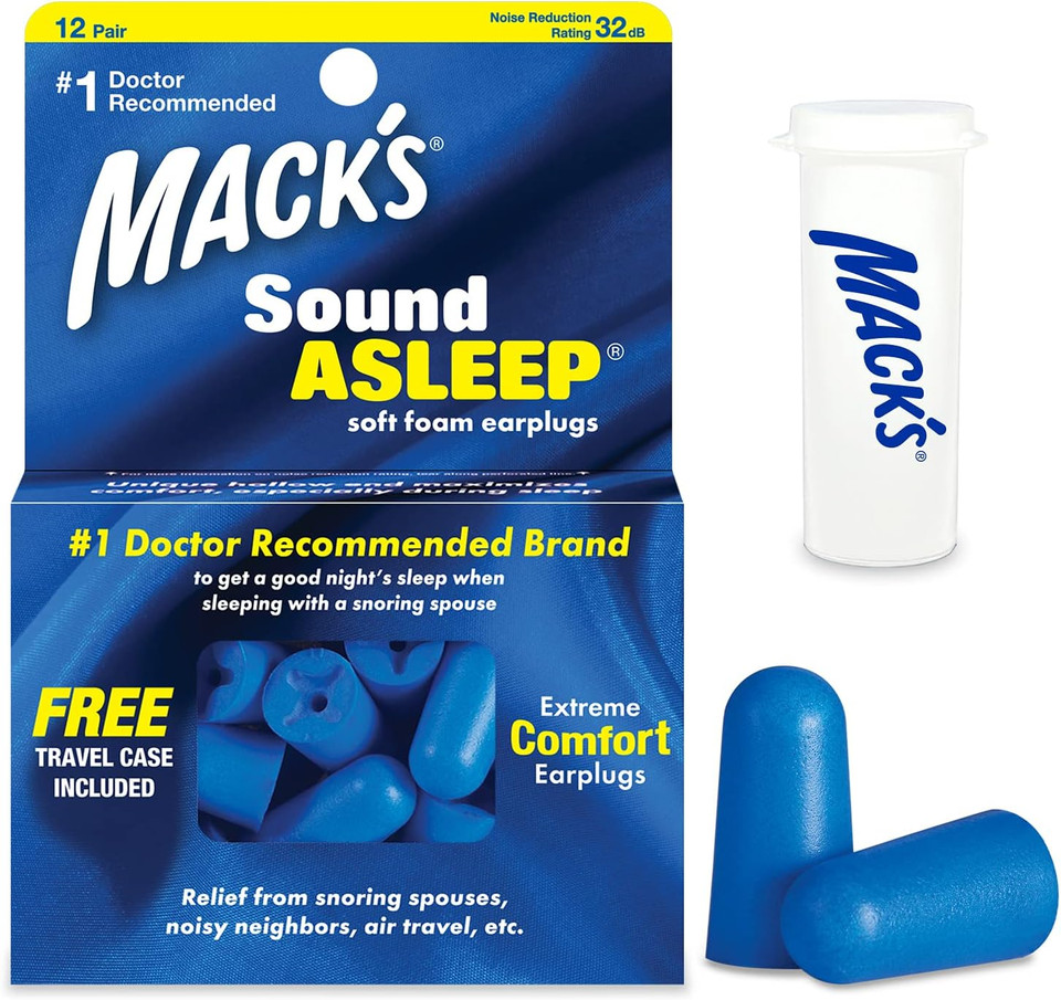 Mackã¢ÂS Sound Asleep Soft Foam Earplugs, 12 Pair ÃÂ 32Db High Nrr, Comfortable Ear Plugs For Sleeping, Snoring, Travel And Noisy Neighbors