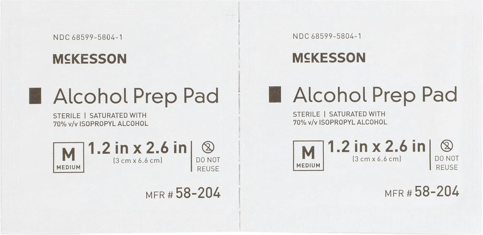 Mckesson Alcohol Prep Pads, Sterile, Individual Packet, Medium, 200 Count, 1 Pack