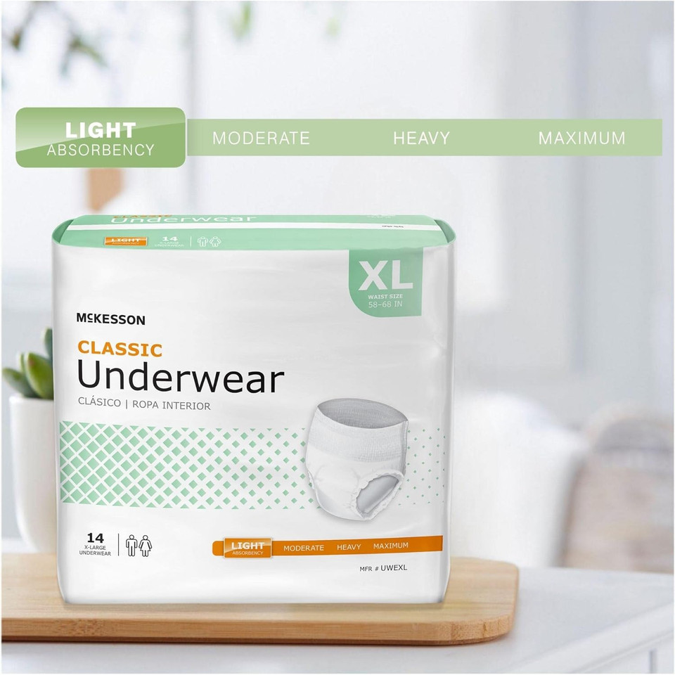 Mckesson Classic Underwear, Incontinence, Light Absorbency, Xl, 14 Count