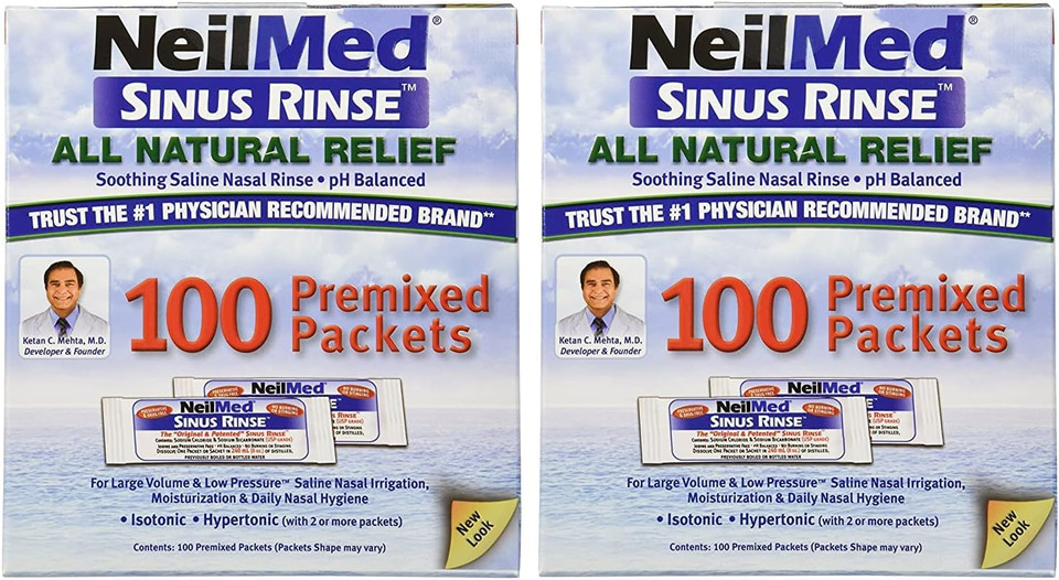 Neilmed Sinus Rinse 100 Salt Premixed Packets For Allergies & Sinus (Pack Of 2)