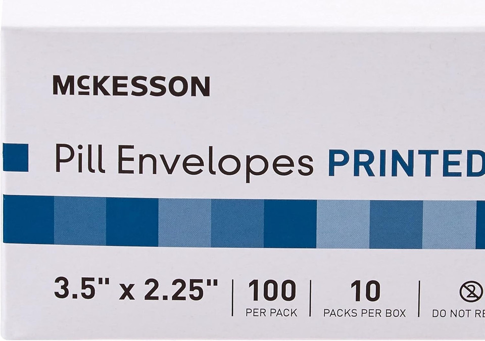 Mckesson Pill Envelopes, Moisture Seal, Imprinted, Heavyweight, 3.5 In X 2.25 In, 100 Count, 10 Packs, 1000 Total