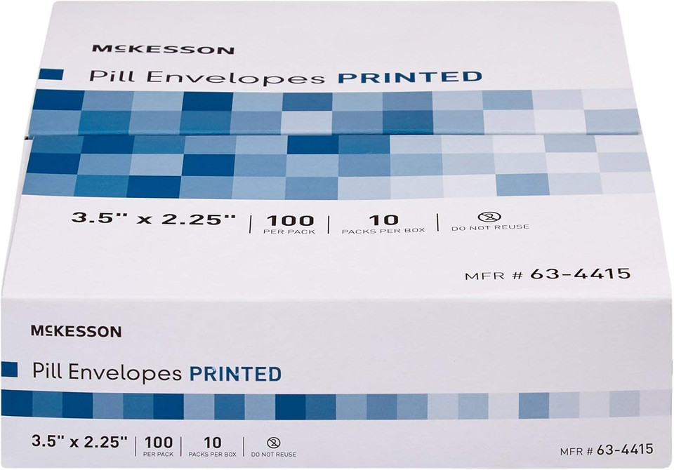 Mckesson Pill Envelopes, Moisture Seal, Imprinted, Heavyweight, 3.5 In X 2.25 In, 100 Count, 10 Packs, 1000 Total
