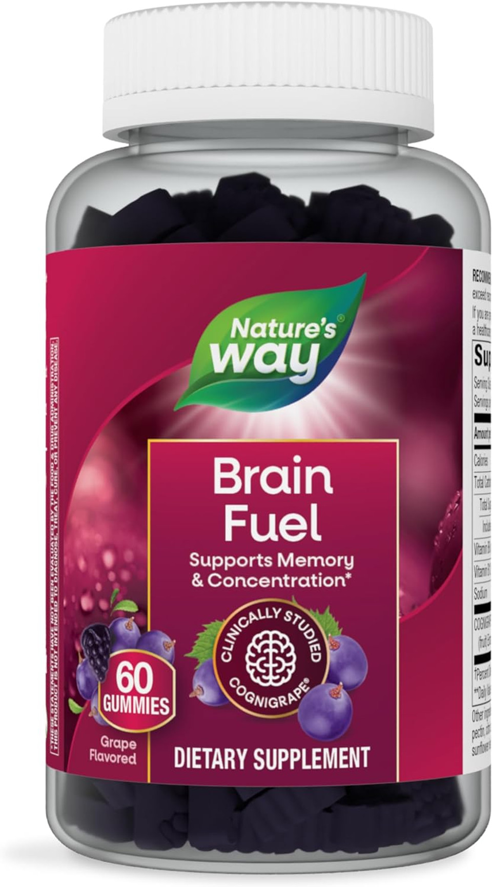 Nature'S Way Brain Fuel, Supports Memory And Concentration*, Clinically Studied Cognigrapeã¢Â®, 60 Gummies, Grape Flavored