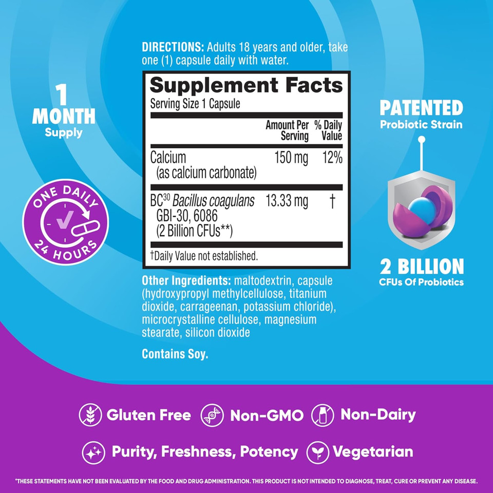 Digestive Advantage Probiotics For Digestive Health, Daily Probiotics For Women & Men, Supports Gut Health, Occasional Bloating & Diarrhea, Minor Abdominal Discomfort, & Immune Support, 30Ct Capsules