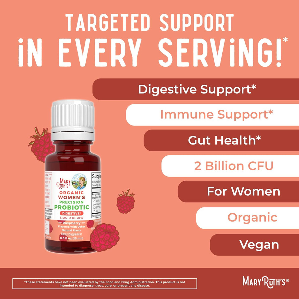 Usda Organic Womens Probiotic Liquid Drops By Maryruth'S | Probiotics For Digestive Health | Targeted Gut Health For Women | Healthy Microbiome Balance | Vegan | Dairy Free | 30 Servings
