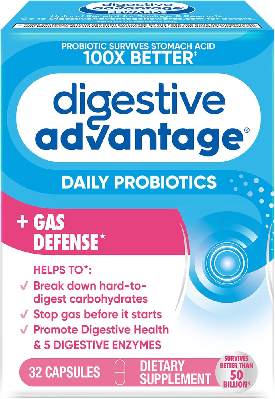 Digestive Advantage Probiotics For Digestive Health, Daily Probiotics For Women & Men, Supports Gut Health, Occasional Bloating & Diarrhea, Minor Abdominal Discomfort, & Immune Support, 80Ct Capsules