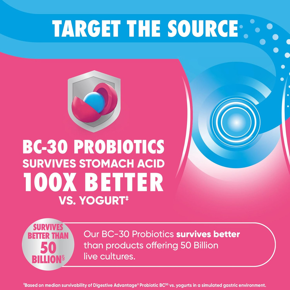 Digestive Advantage Probiotics For Digestive Health, Daily Probiotics For Women & Men, Supports Gut Health, Occasional Bloating & Diarrhea, Minor Abdominal Discomfort, & Immune Support, 80Ct Capsules