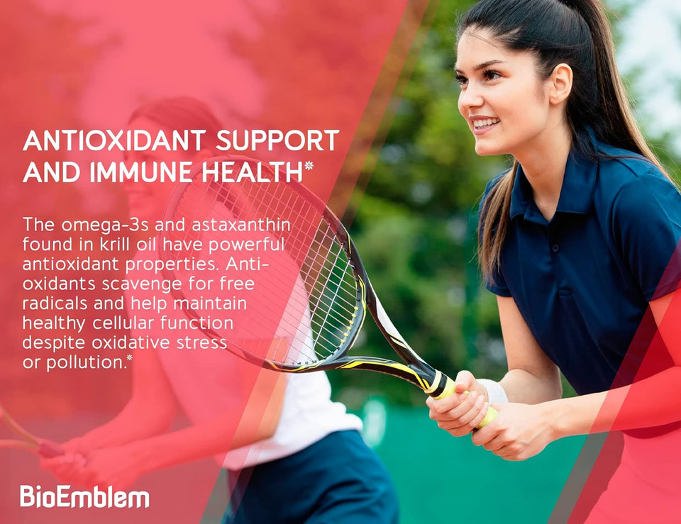 Bioemblem Antarctic Krill Oil Supplement | 1000Mg | Omega-3 Oil With High Levels Of Epa + Dha, Astaxanthin, And Phospholipids | No Fishy Aftertaste | 60-Count Non-Gmo Softgels