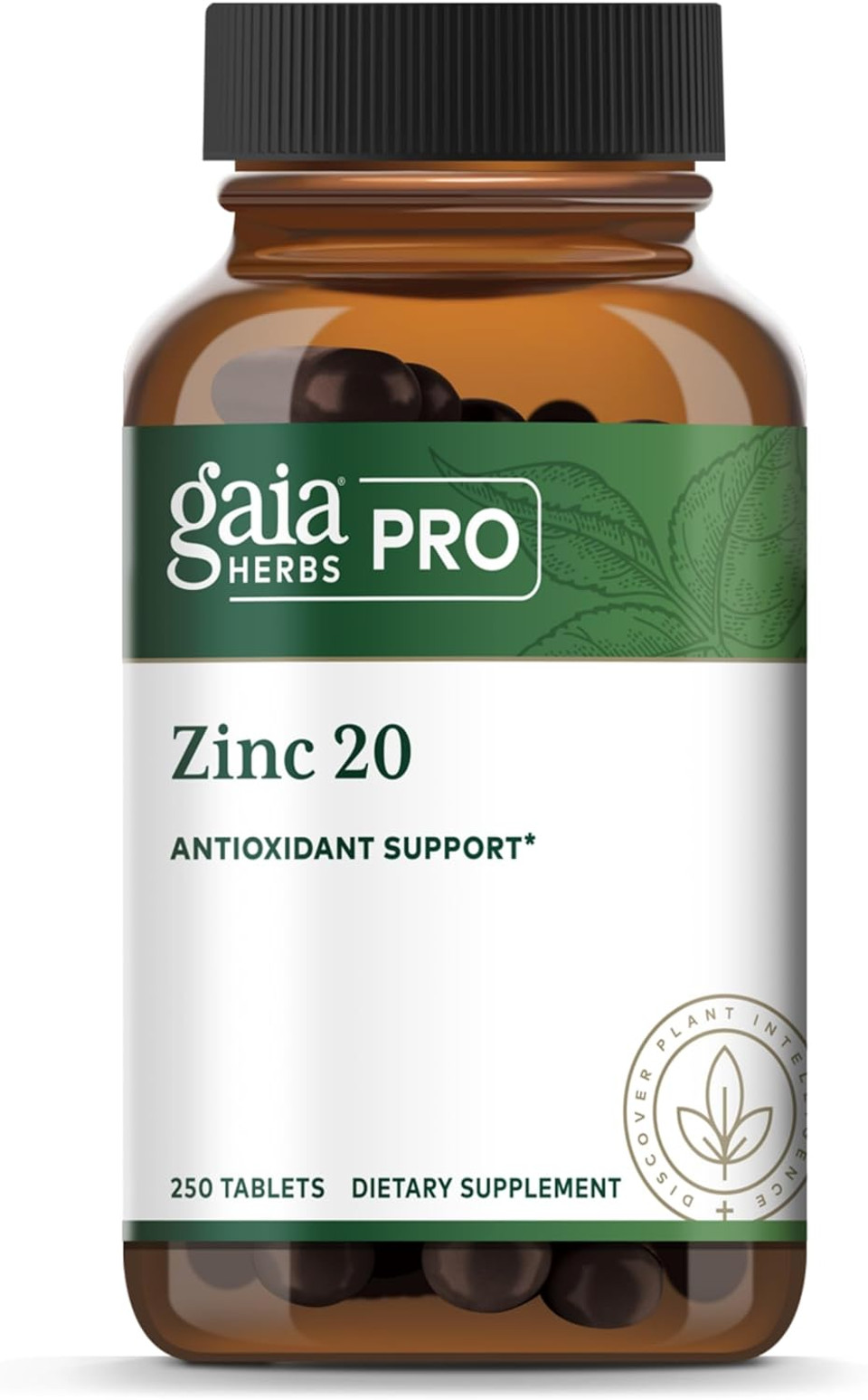 Gaia Herbs Pro Zinc 20 - Immune & Antioxidant Support Supplement - With Zinc Monomethionine - 20Mg Zinc Supplement - 250 Tablets (250 Servings)