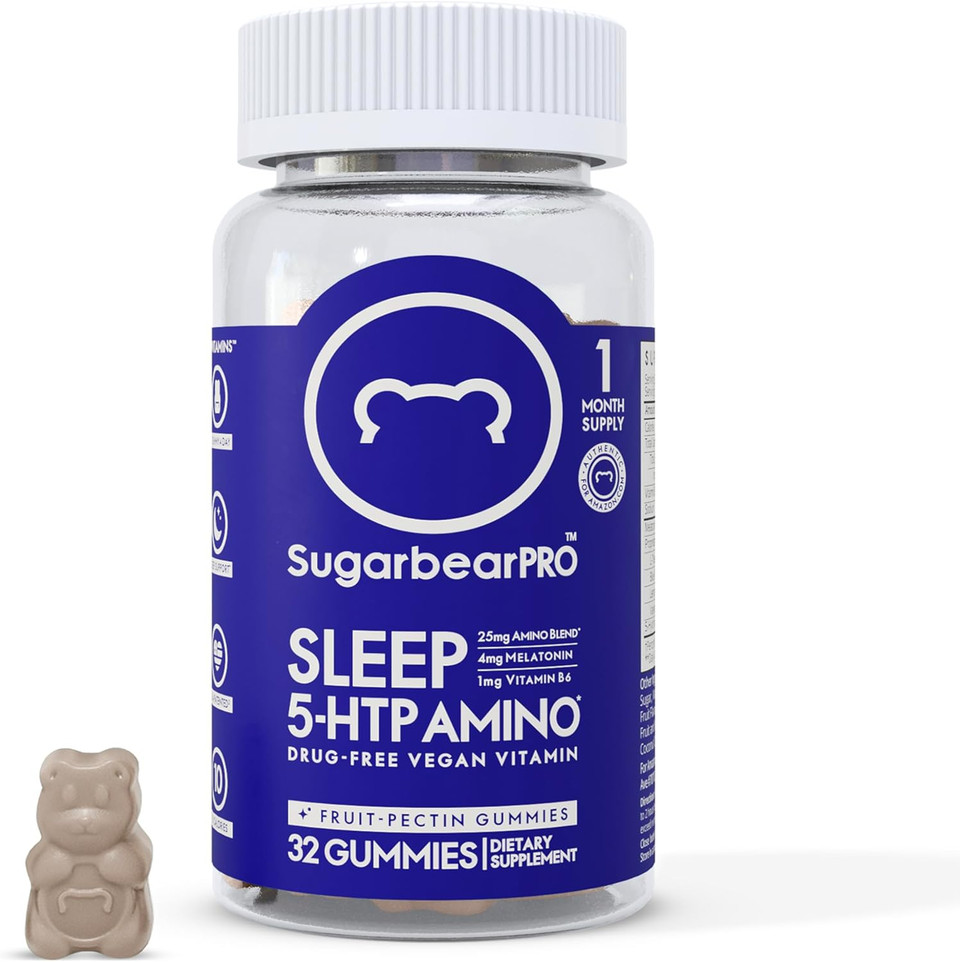 Sugarbearpro Sleep Aid Gummies For Adults With Melatonin 4Mg, Magnesium, L-Theanine, 5 Htp, B6, Valerian Root - Vegan Sleep Vitamins (1 Month Supply)