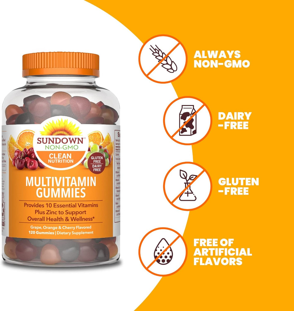 Sundown Adult Multivitamin Gummies With Vitamin C, D3 And Zinc For Immune Health, 120 Count