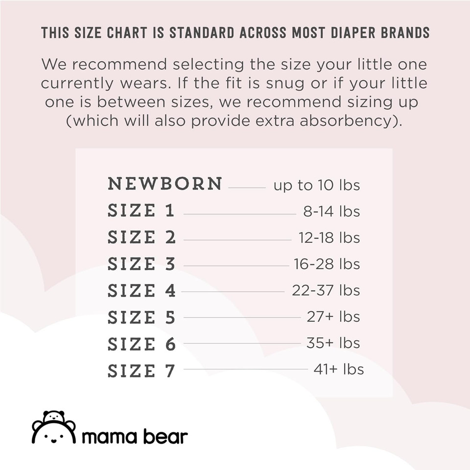 Mama Bear Plush Protection Diapers, Size 6, Assorted Print, 25 Count, White