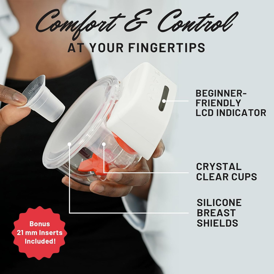 Legendairy Milk Imani I2 Plus + Charging Dock - Wearable Electric Breast Pump Hands Free - Cordless, Wireless Complete Duo Kit - 25Mm Flange, 21Mm Insert And 7Oz Capacity