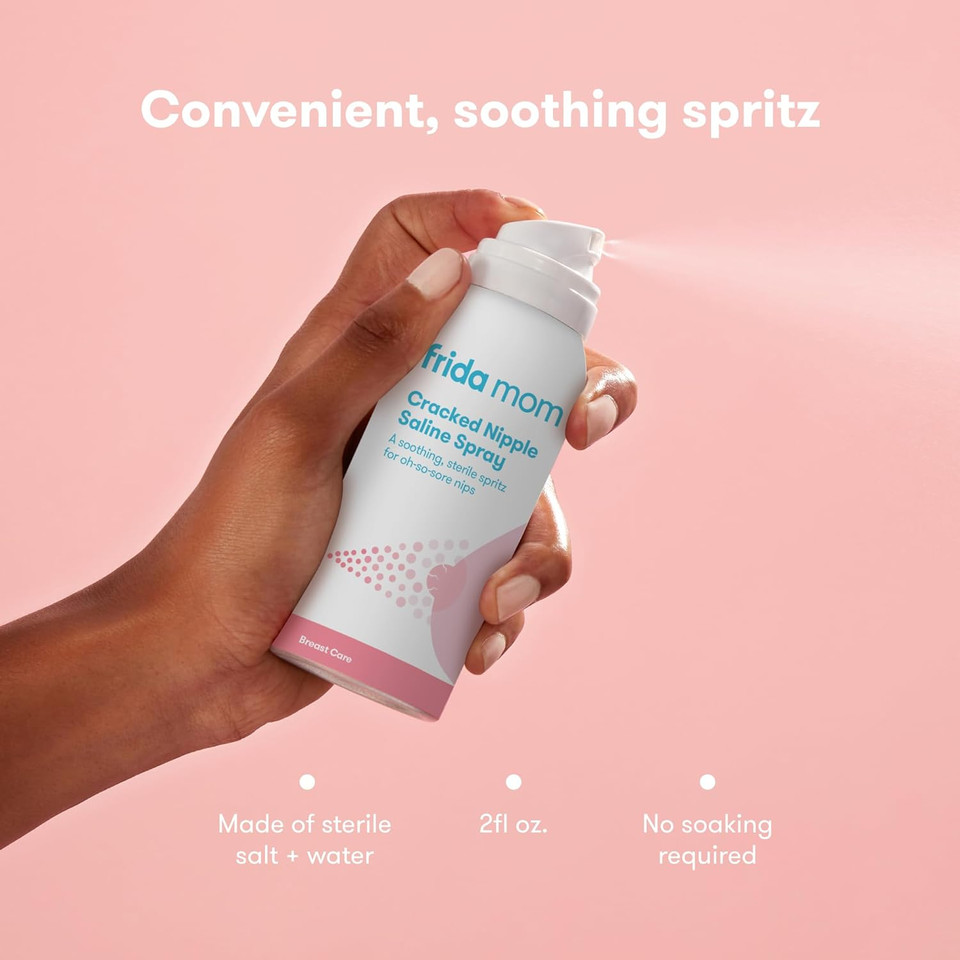 Sore Nipple Set | Cracked Nipple Saline Spray, No-Mess Cream | 2 Piece Set | Breastfeeding Set For New Moms