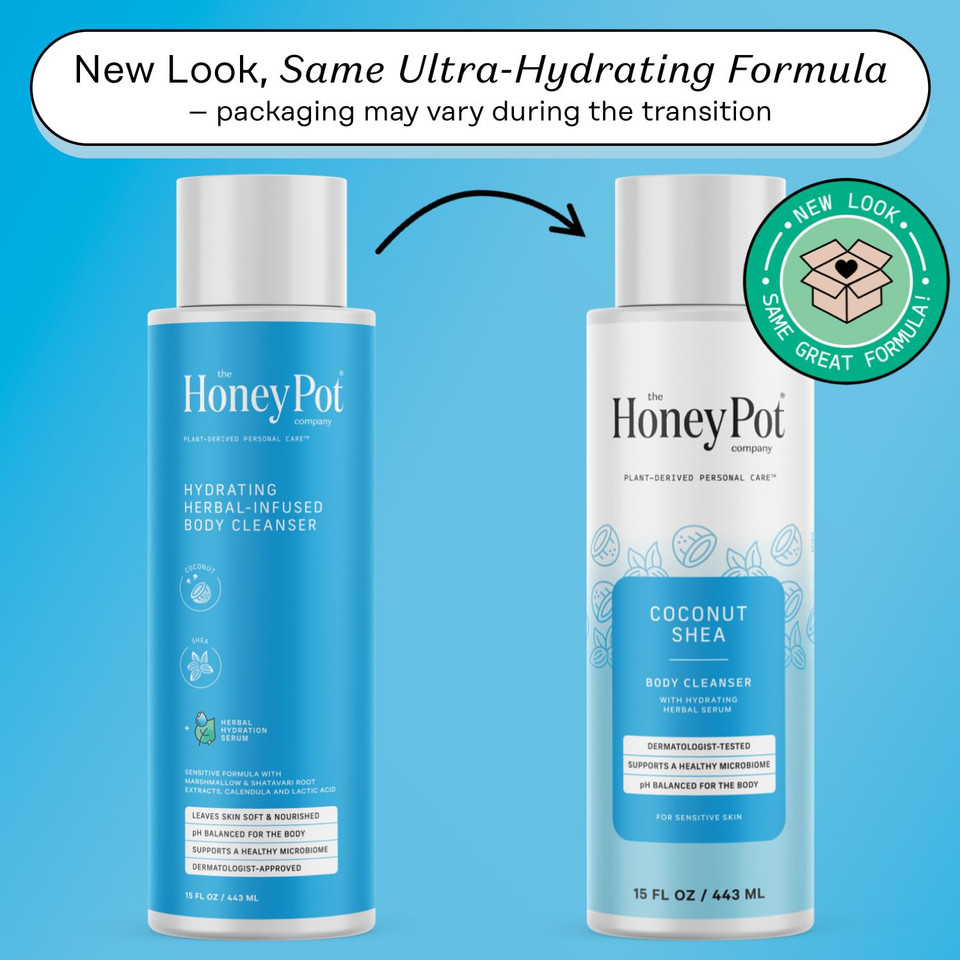 The Honey Pot Company - Body Wash For Women - Coconut Shea Hydrating Body Cleanser - Moisturize & Cleanse Skin - Free Of Parabens & Sulfates - 15 Fl. Oz