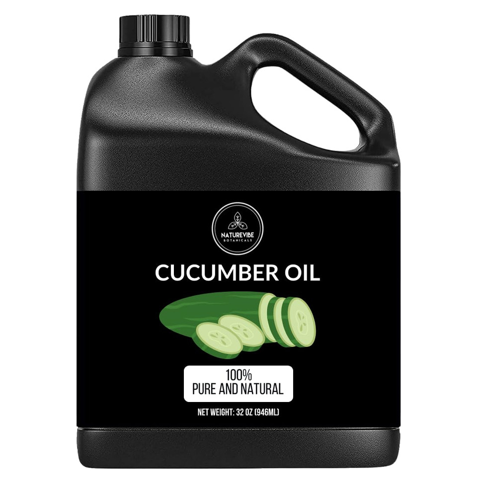 Cucumber Seed Oil 32 Ounces By Naturevibe Botanicals | Cold Pressed 100% Pure & Natural Carrier Oil | Perfect For Facial Care & Soothing Massages | Non Greasy Face & Body Moisturiser (946 Ml)