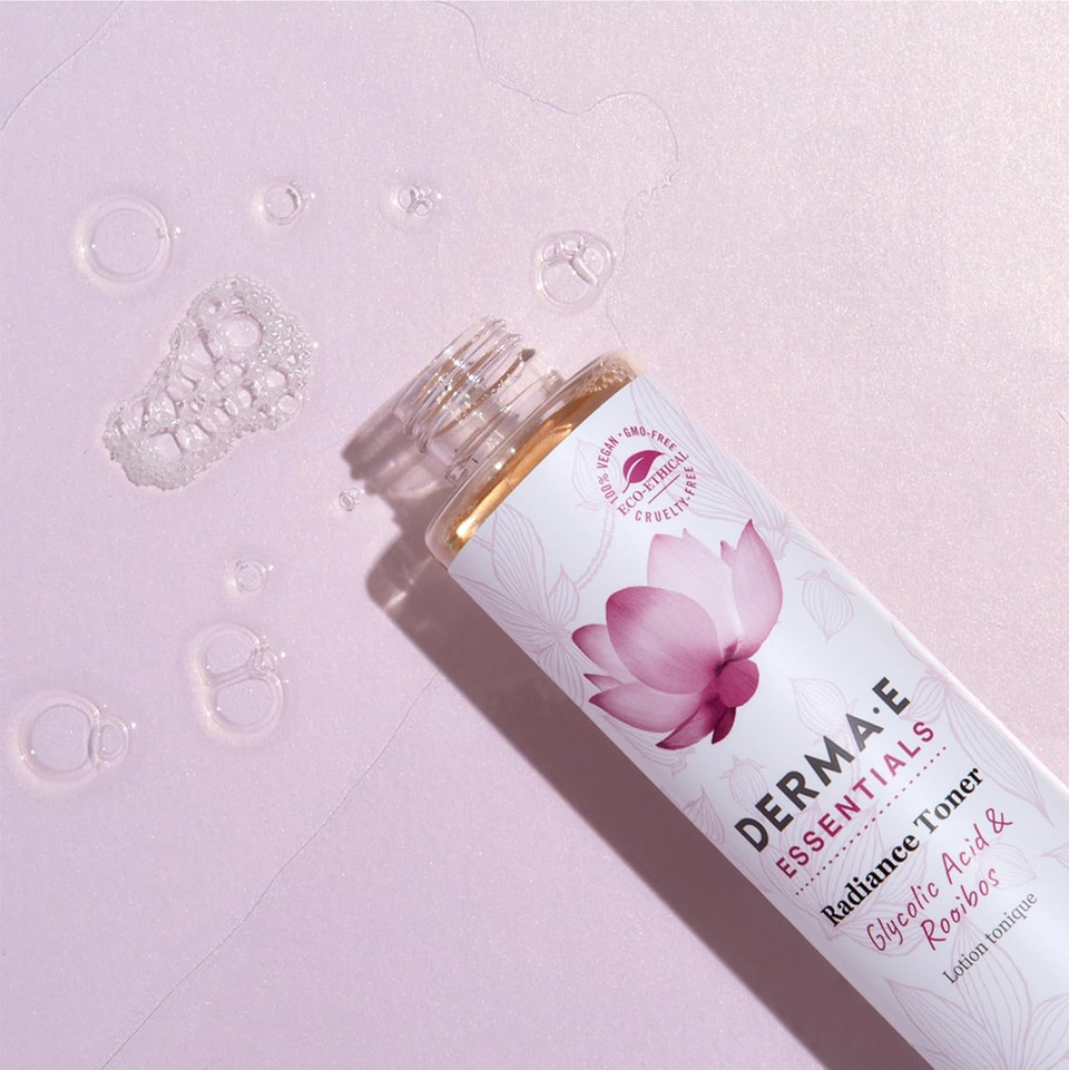 Derma E Radiance Toner  Facial Toner With Glycolic Acid And Rooibos  Brightening And Exfoliating Toning Solution Refreshes And Purifies Skin, 6 Oz