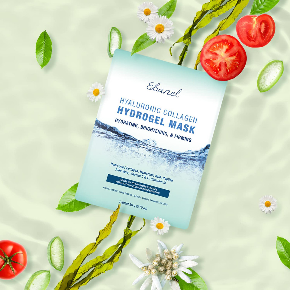 Ebanel 5-Pack Hydrogel Collagen Mask For Face, Instant Brightening Hydrating Face Mask Sheet Mask For Firming, Lifting Anti Aging Anti Wrinkle With Hyaluronic Acid, Peptide, Aloe Vera, Vitamin C & E Ebanel 5-Pack Hydrogel Collagen Mask For Face, Instant Brightening Hydrating Face Mask Sheet Mask For Firming, Lifting Anti Aging Anti Wrinkle With Hyaluronic Acid, Peptide, Aloe Vera, Vitamin C & E